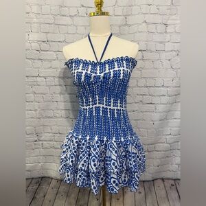Blue and White Halter Dress
